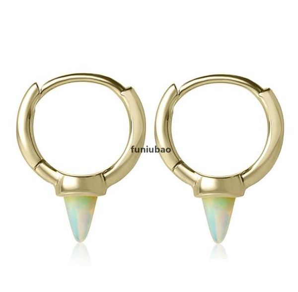 

jh 925 sterling silver vermeil jewelry mini small huggie hoop with opal turquoises spike earring for women cx2008013284952, Golden;silver