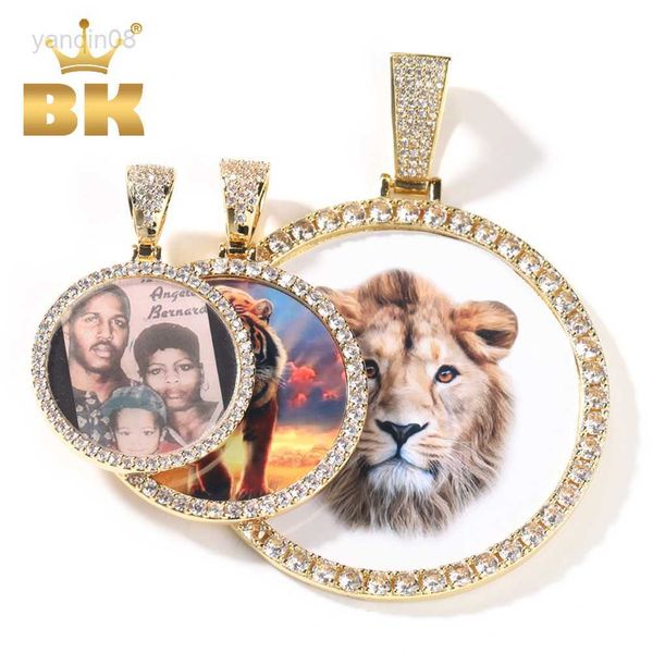 

pendant necklaces the bling king oversize large round custom p pendant necklace engrave name iced out cz hiphop jewelry memory gifts hkd2307, Silver
