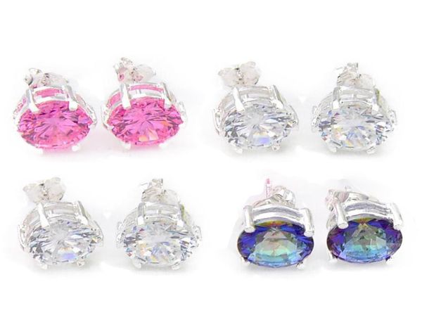

luckyshien unique style 925 sterling silver small stud round natural mystic z rainbow fashion jewelry women charm zircon ear s2122751, Golden;silver