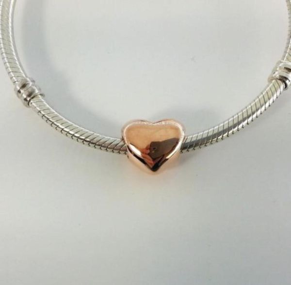 

rose gold plated big heart charm beads s925 silver fits for style bracelet h8ale 780137 h82078973, Black