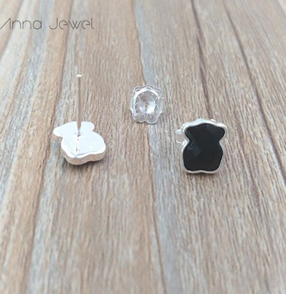 

bear jewelry making kits 925 sterling silver earrings for women black cute bears charms woman studs sets teen girl wedding party e6869044