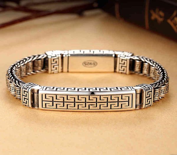 

original design hanfeng back character pattern passepartout bracelet silver men women trendy personality niche style retro7191108, Golden;silver