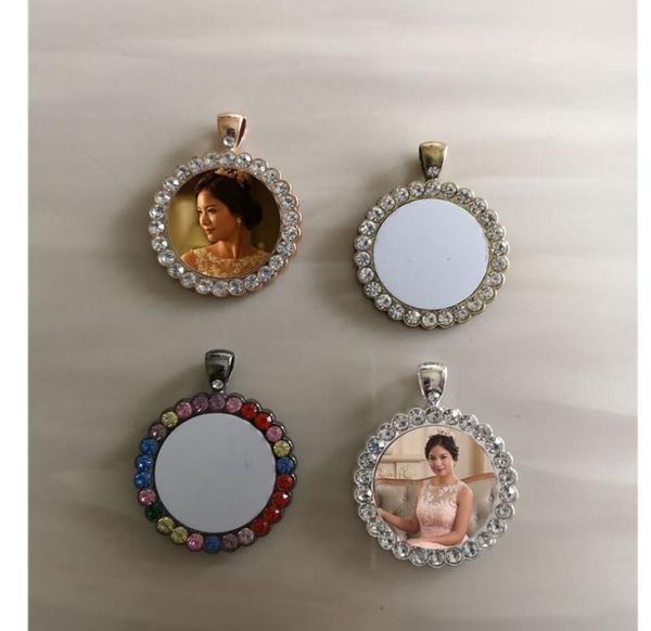 

sublimation blank necklaces pendants with drill round shape women necklace pendant tranfer blank consumable 25mm3535322, Silver