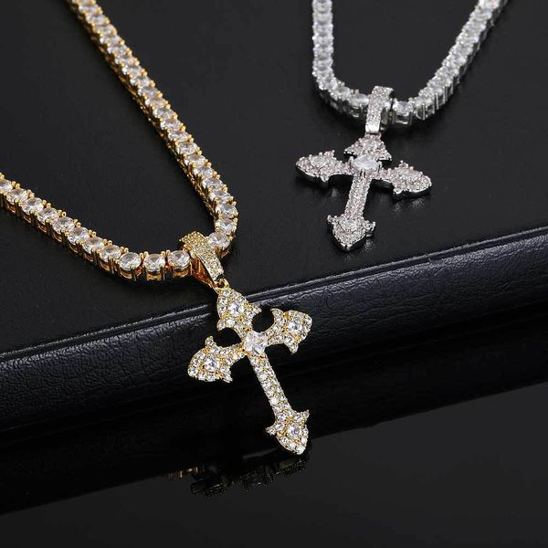 

hip hop cross pendant necklace religious jewelry 18k real gold plated men gift, Silver