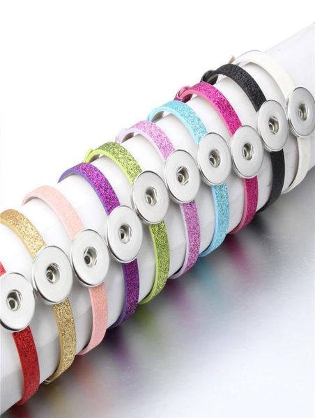 

2pcslot new arrivals snap bracelet pu leather glint diy wristband bracelets fit 18mm snap button bracelet diy jewel jllyse6796176, Golden;silver