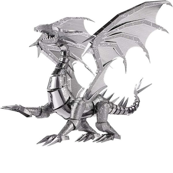 

piececool 3d metal puzzle silver flame dragon model craft collection brain teaser stress relief toys handmade entertainment for adults and k