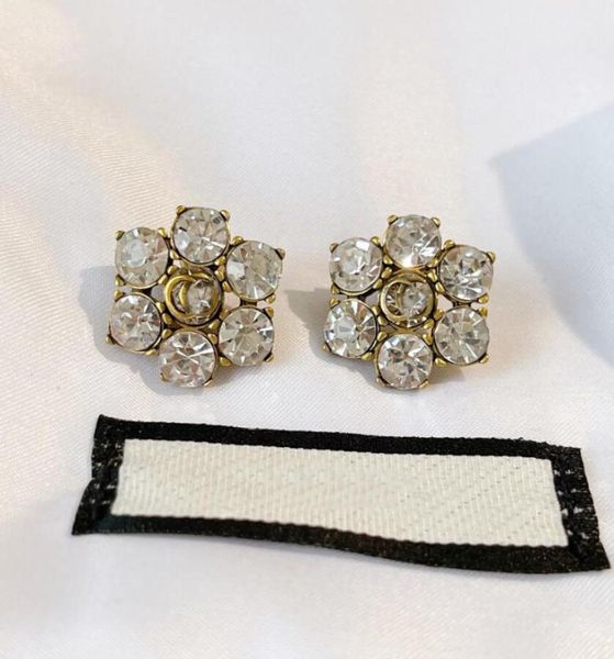

fashion designer crystal rhinestone earrings ear stud aretes have stamps brass material women wedding party jewelry4283277, Golden;silver