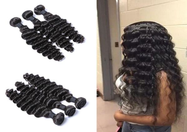 

8a new arrival malaysian virgin hair deep wave 100 curly weave human hair bundles factory unprocessed 1b natural color 9254043, Black;brown