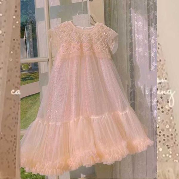 

girl's dresses retail new baby girls teenage sequined beading tutu dress princess kids party flower dress holiday 4-12thkd230712, Red;yellow