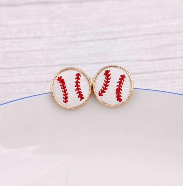 

16mm embroidery baseball stud earrings cheetah animal print hairy genuine leather studs for women gold softball earrings sports je4274775, Silver