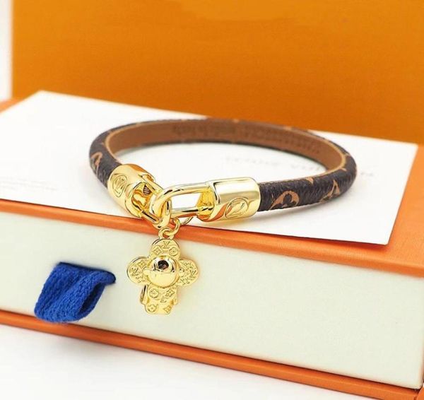 

luxury v brand clover designer charm bracelet gold real genuine leather sweet flower love bracelets a jewelry4383415, Golden;silver
