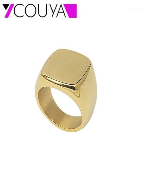 

316l stainless steel ring for men square shiny big party ring jewelry for women men gold or silver color rings r1008415119912, Golden;silver