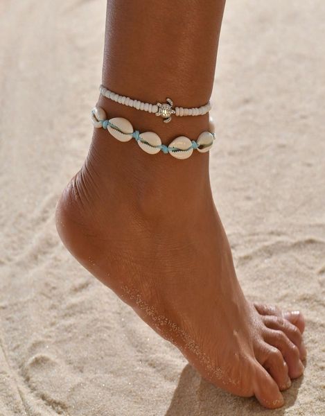 

anklet originality sandy beach sea turtle shell bead push pull anklet suit 2 paper set2299676, Red;blue