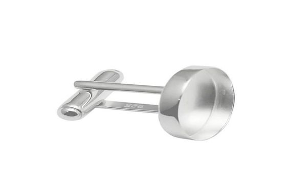

beadsnice 925 sterling silver cufflink blanks french cufflink base with 16mm round cabochon setting diy cufflink findings for men 9549367, Slivery;crystal
