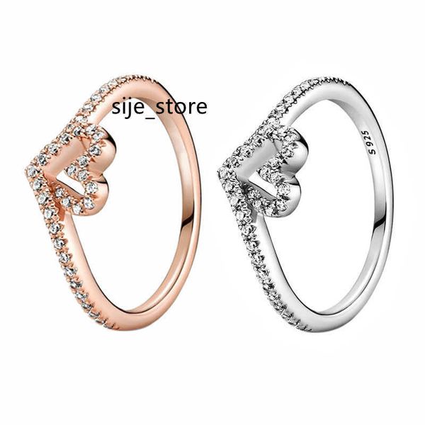 

wedding rings rose gold 925 sterling silver bone heart ring women girls wedding jewelry for pandora cz diamond love rings with original reta, Slivery;golden