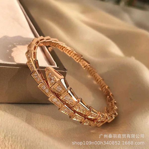 

snake shaped bracelet for womenp ures ilverp latedw ith1 8kr oseg oldf ulld iamonds nakeb oneo peningb raceletw iths nakeh eada ndd iamondi, Golden;silver