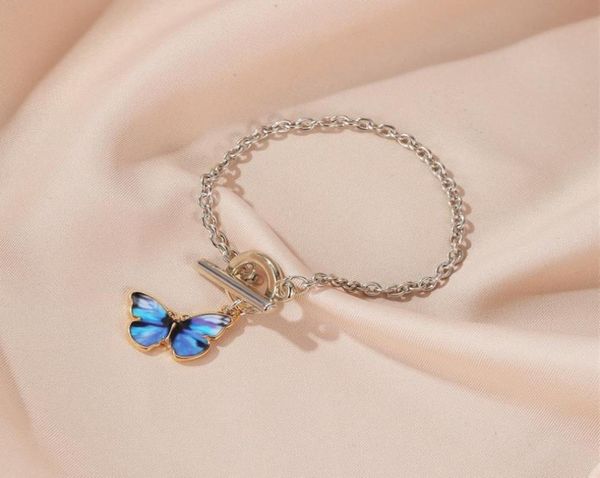 

2020 new blue butterfly chain bracelet girls alloy butterfly bangle bracelet fashion jewelry for women4738679, Golden;silver