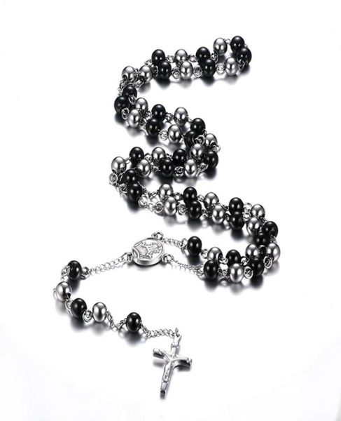 

fashion blacksilver color rosary necklace stainless steel long necklace jewelry6094193, Silver
