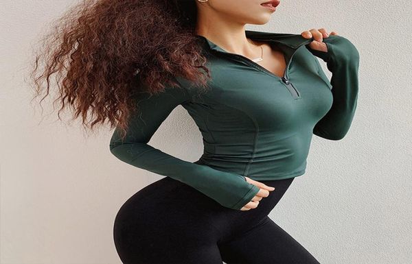 

12 zip workout crop for women long sleeve yoga shirts workout tee running shirt track jacket gym sports t shirt sweatshirt9713314, White;red