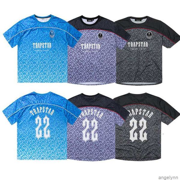 

football jersey designer trapstar mens shirt mesh short sleeve blue no.22 sportswear t-shirt leisure trend street fashion 2vuu, White;black