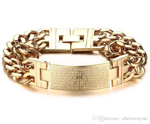 

fashion men039s 316l stainless steel bracelet silver gold men039s scripture cross metal bracelet bangle bracelet jewelry8157963, Black