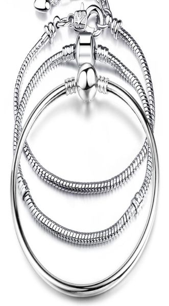 

925 sterling silver love chains bangle bracelet fit european beads charm bracelet for women&men s fashion diy jewelry gift4594840, Black