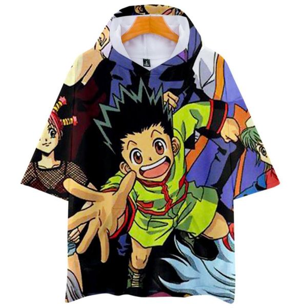 

anime hxh hunter x hunter cosplay costume gon css killua zoldyck kurapika hisoka 3d print short sleeve hooded t shirt7075838, Black