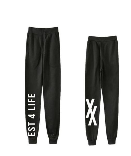 

rapper mgk machine gun kelly est 4 life joggers pants casual trousers menwomen hip hop sweatpants pantalon homme streetwear63289735521800, Black