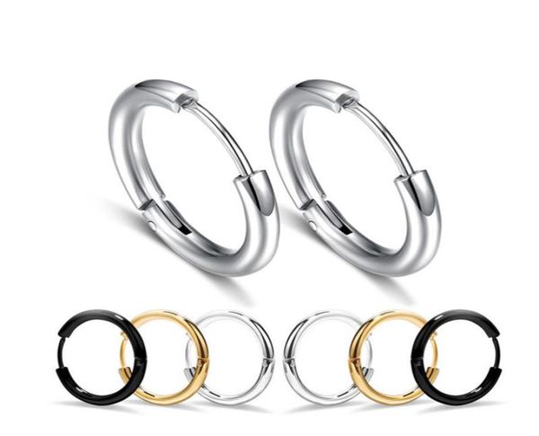 

316l stainless steel hypoallergenic hoop earrings mens punk titanium steel huggie ear rings for women fashion jewelry gift5767612, Golden;silver