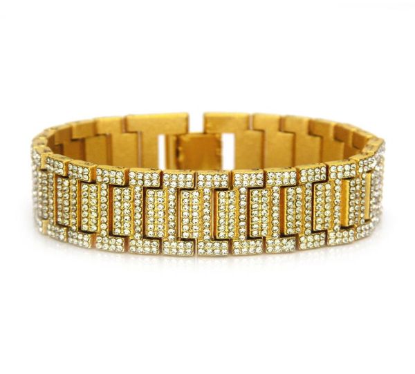 

men039s link chain bracelets of hiphop rap bracelet for men039 domineering exaggerated diamond jewelry watch strap1564365, Black