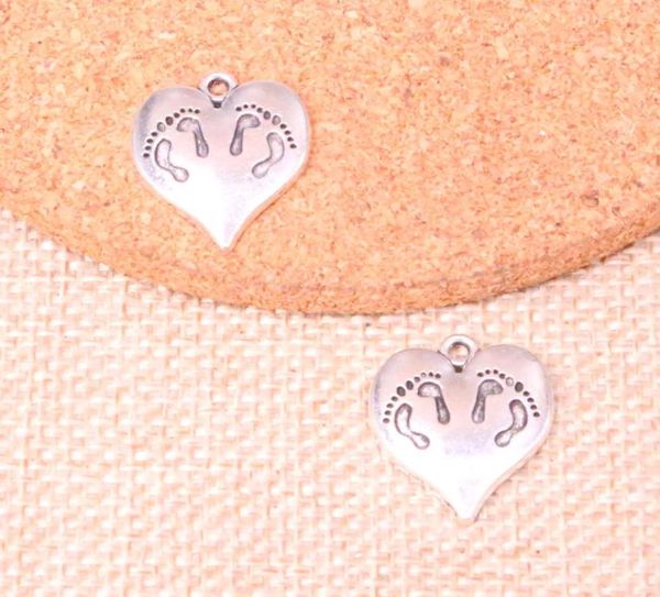 

46pcs charms heart foot 2117mm antique making pendant fitvintage tibetan silverdiy handmade jewelry4452010, Bronze;silver