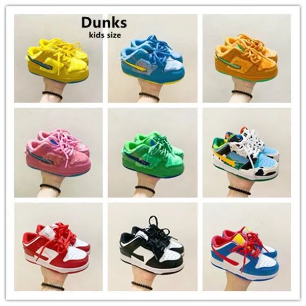 

orange bear dunks low kids shoes boys girls out door sport shoe grateful dead yellow green pink blue size 24-35, Black