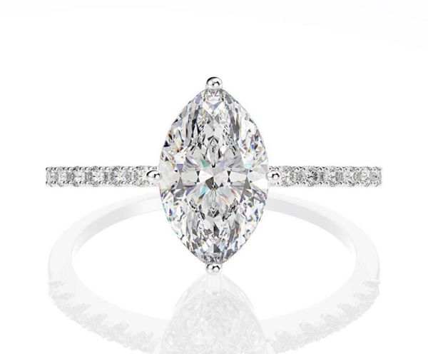 

luxury jewelry real 925 sterling silver marquise cut large moissanite diamonds gemstone wedding engagement fine jewelry rings gift1776036, Slivery;golden