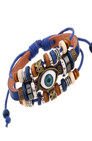 

explosion jewelry europe and america beaded eyes leather bracelet adjustable men and women leather bracelet jewelry6397375, Golden;silver