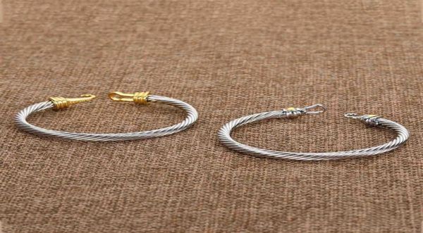 

silver ed cuff bangle fashion men bracelets charm bracelet hook 5mm wire woman designer cable mens jewelry exquisite simple jewelr1417517, Black