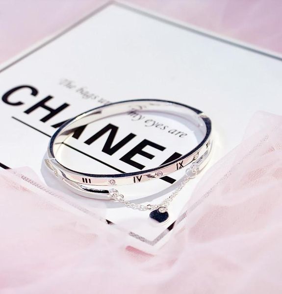 

bangles female heart forever love brand charm bracelet for women famous jewelry whole rose gold stainless steel bracelets8199476, Golden;silver