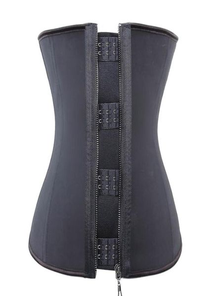 

latex waist trainer body shaper women corsets with zipper cincher corset slimming belt black plus size 90783343993, Black;white