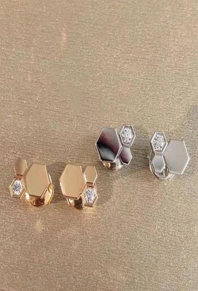 

925 sterling silver straight beehive cut hexagon chaumet earrings famous brand fine jewelry for mother women whole224j4746423, Golden;silver