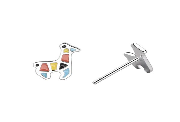 

925 silver drip enamel color polyline horse stud earrings simple delicate sweet fresh wedding gift personalized4547990