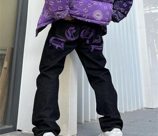 

men039s jeans men039s y2k jeans cashew flowers purple streetwear casual pants punk hip hop letter print baggy harajuku strai1527204, Blue