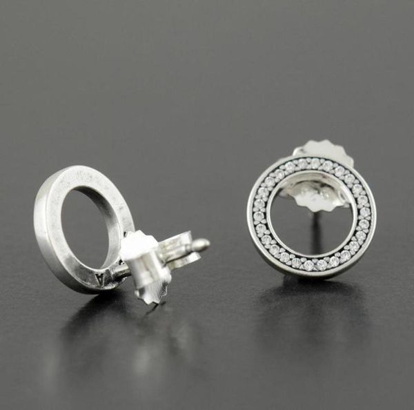 

new authentic 925 sterling silver circle stud earring with original box set for cz diamond women fashion earrings8165156, Golden;silver