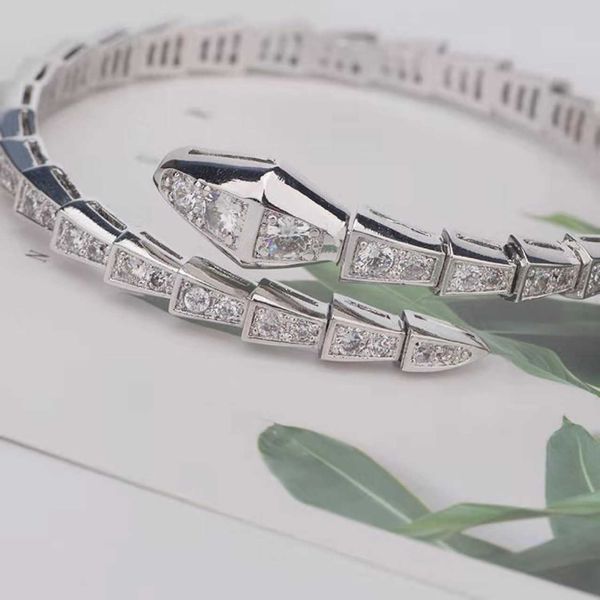 

high version baojia bone full diamond women's gold-plated fashion snake shaped open bracelet light luxury tiktok same style, Golden;silver