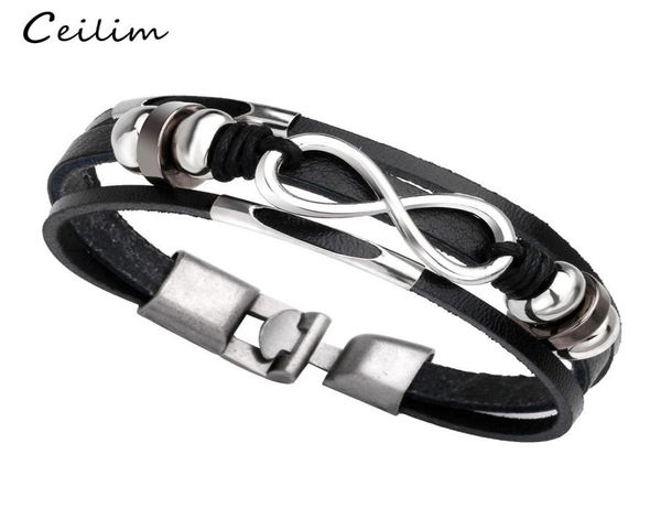 

new fashion handmade leather bracelet 8 bracelets for women multi layer wrap leather bracelets armband jewelry3018686, Black