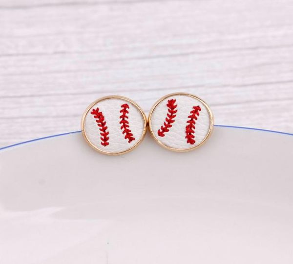 

16mm embroidery baseball stud earrings cheetah animal print hairy genuine leather studs for women gold softball earrings sports je7421395, Silver