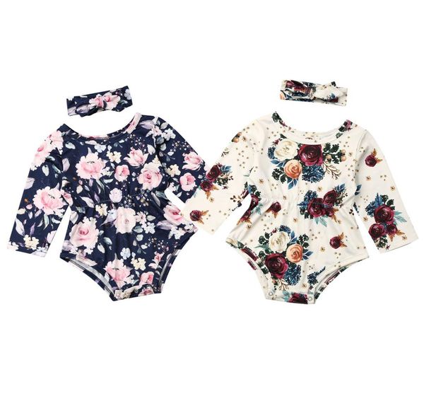 

2pcs newborn kid baby girl flower clothes long sleeve romper jumpsuit outfits3956453, Blue