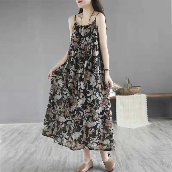 

colorful mid length suspender dress with large swing elegant and slim artistic long skirt beach skirtarf9, White;black