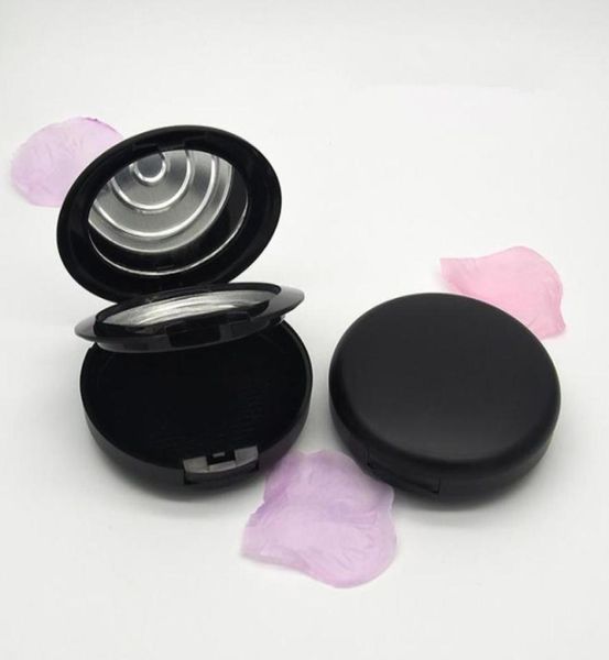 

black plastic powderblush jar with mirror aluminium tray empty portable cosmetic box flip lid packaging container f201728286477288