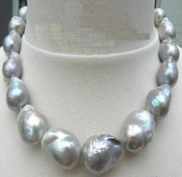 

pearls jewelry genuine hug18quot2225mm natural sea baroque gray pearl necklace 14k8137579, Black
