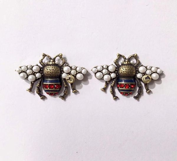 

fashion brand jewelry pearl wing bee stud earrings pearl stud earrings brass vintage designer earrings 20207587139, Golden