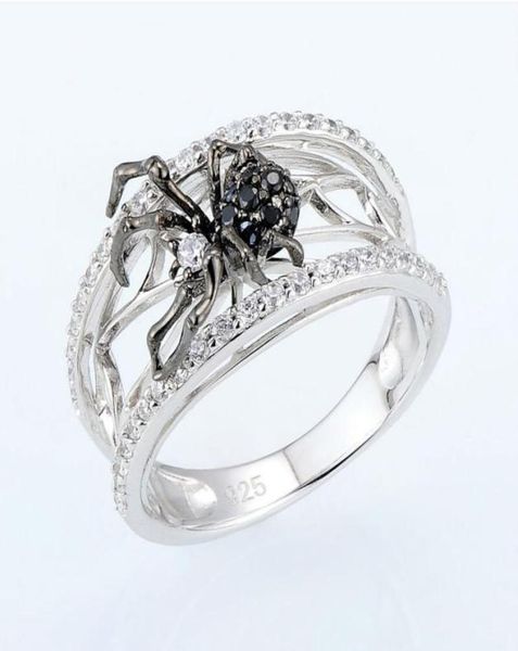 

s983 fashion jewelry black spider ring zircon diamond rings9444202, Silver